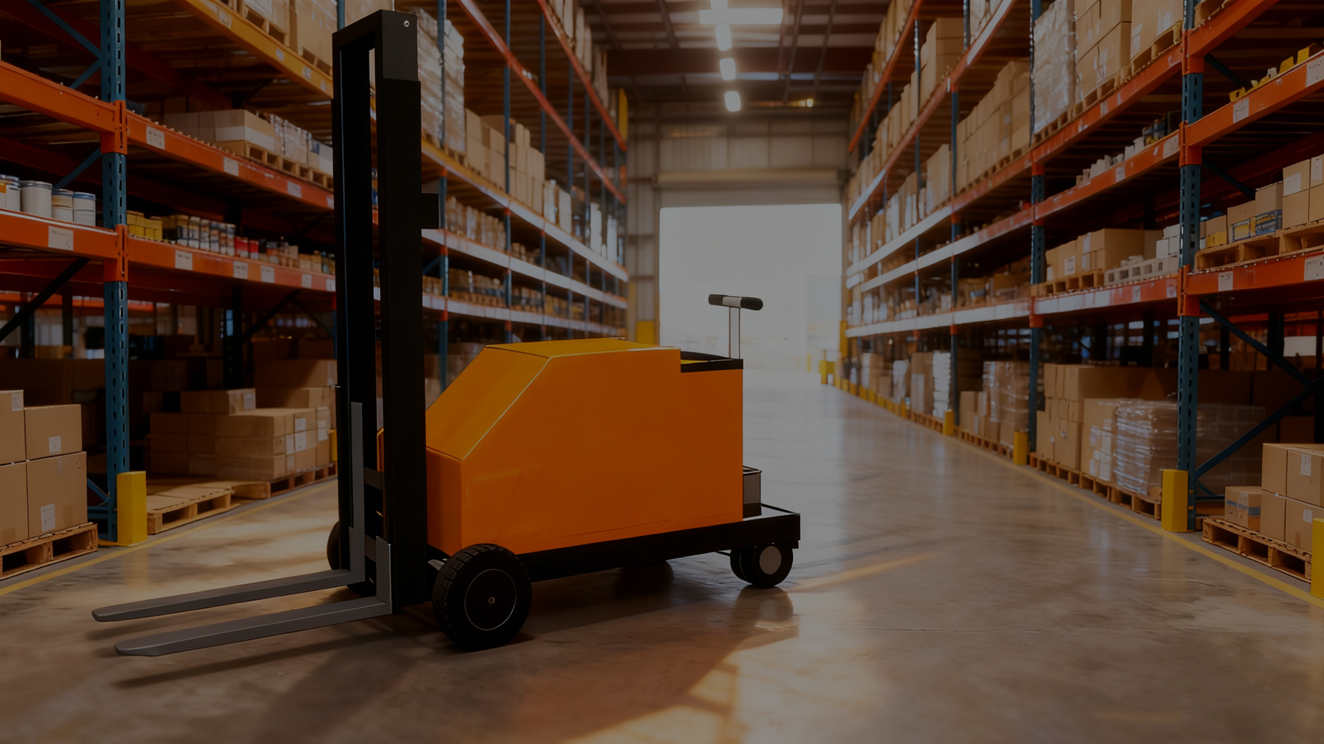 Electric Forklift in Warehouse